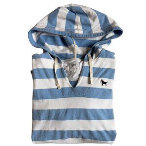 The Black Dog Blue & White Striped Pullover Hoodie Sweatshirt - Size XL